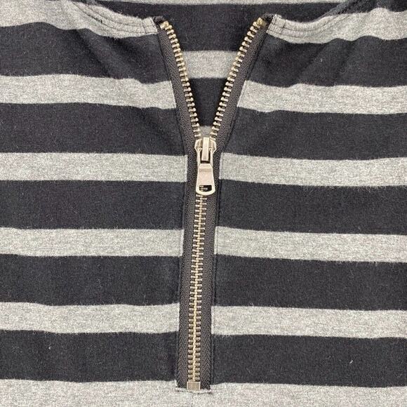 Express Tank Top Womens Small Petite Back Gray Striped 1/2 Zip Front Swing Skirt - Picture 4 of 12